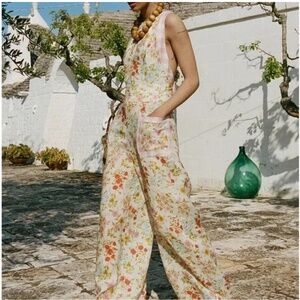 Spell - Flora Linen Jumpsuit Pastel XS